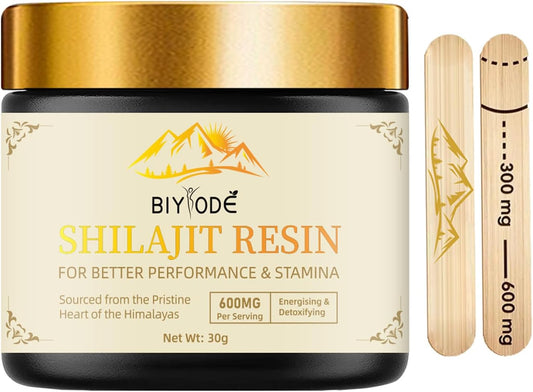 600mg Pure Himalayan Shilajit Resin - Gold Grade Organic Energy & Immune Support - 30g (2 Pcs)