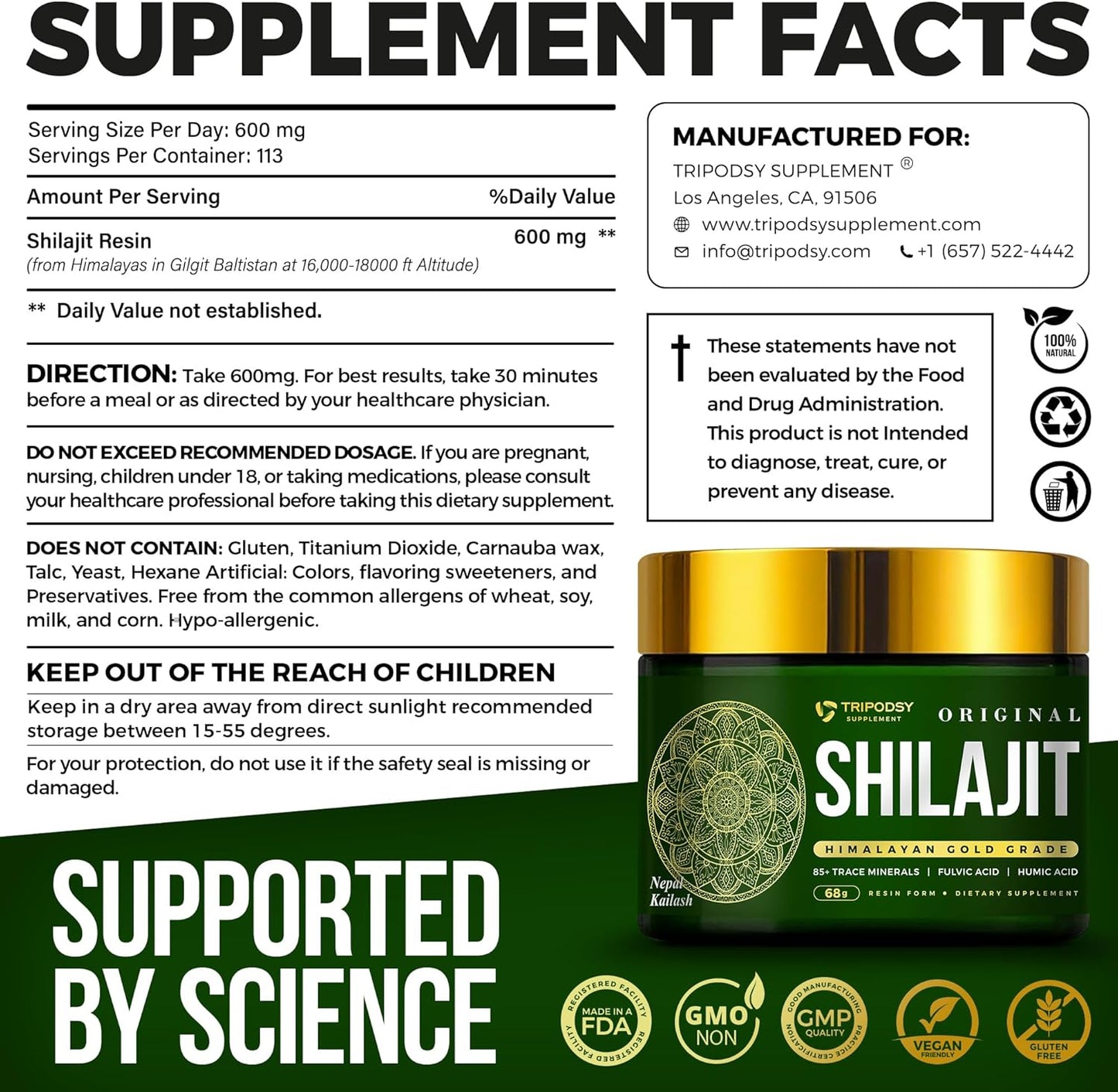 600mg Pure Himalayan Shilajit Resin Supplement - Natural Immune Support for Men & Women - 68g, 113 Servings - Elevate Well-Being with Original Flavor