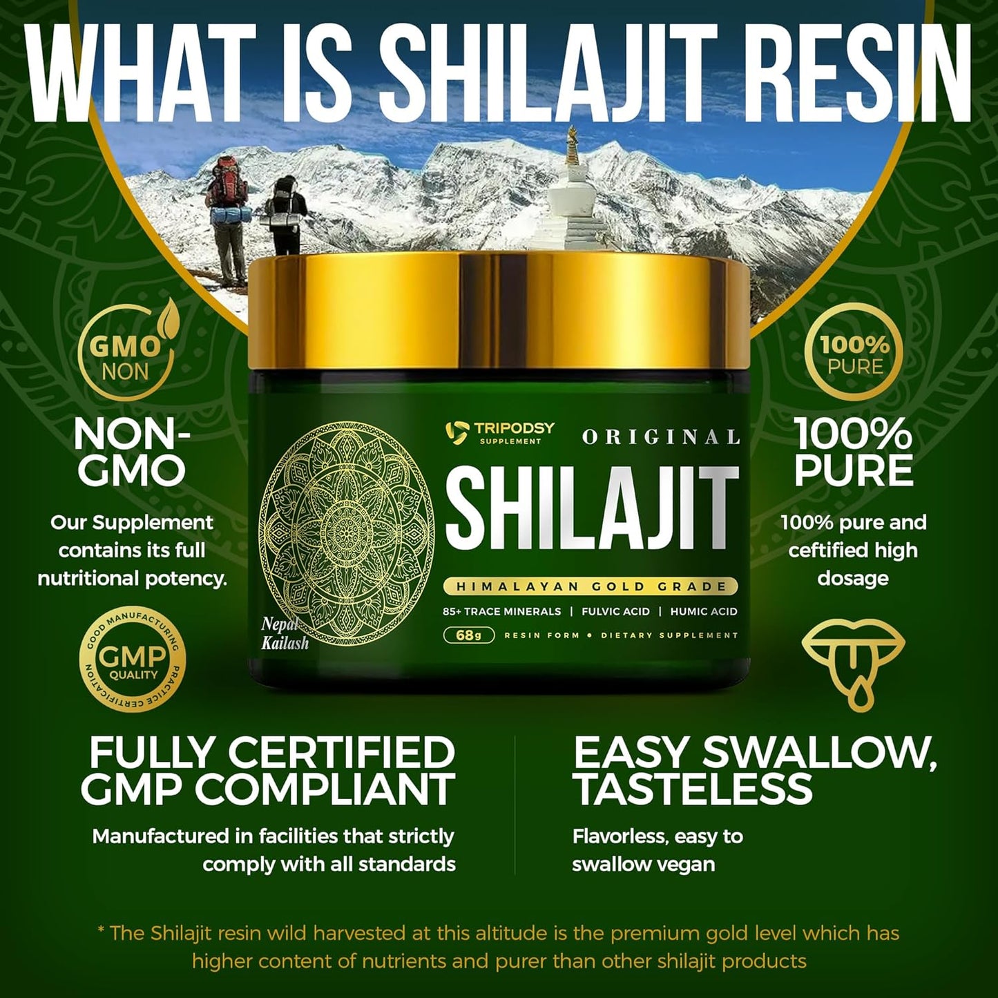 600mg Pure Himalayan Shilajit Resin Supplement - Natural Immune Support for Men & Women - 68g, 113 Servings - Elevate Well-Being with Original Flavor