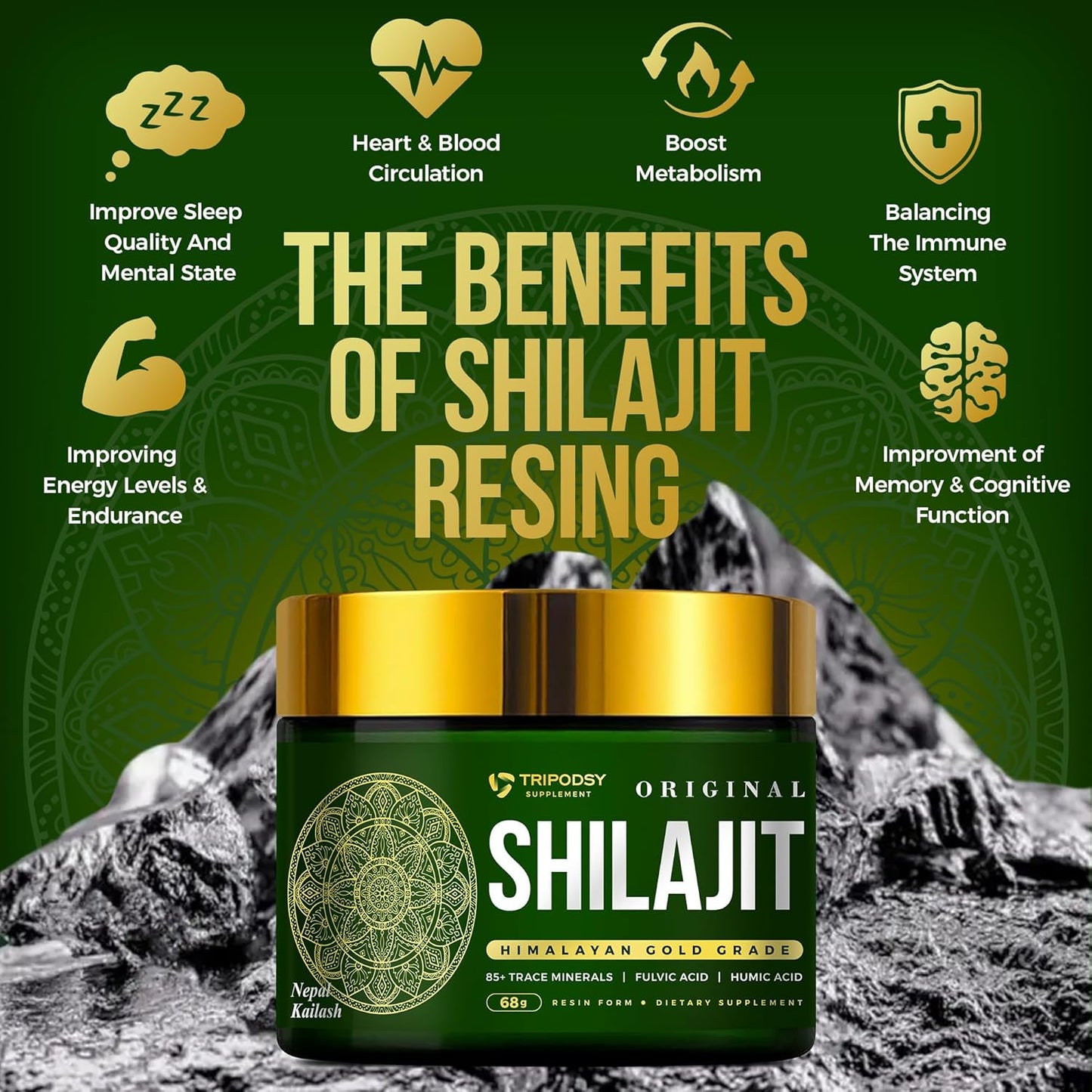 600mg Pure Himalayan Shilajit Resin Supplement - Natural Immune Support for Men & Women - 68g, 113 Servings - Elevate Well-Being with Original Flavor