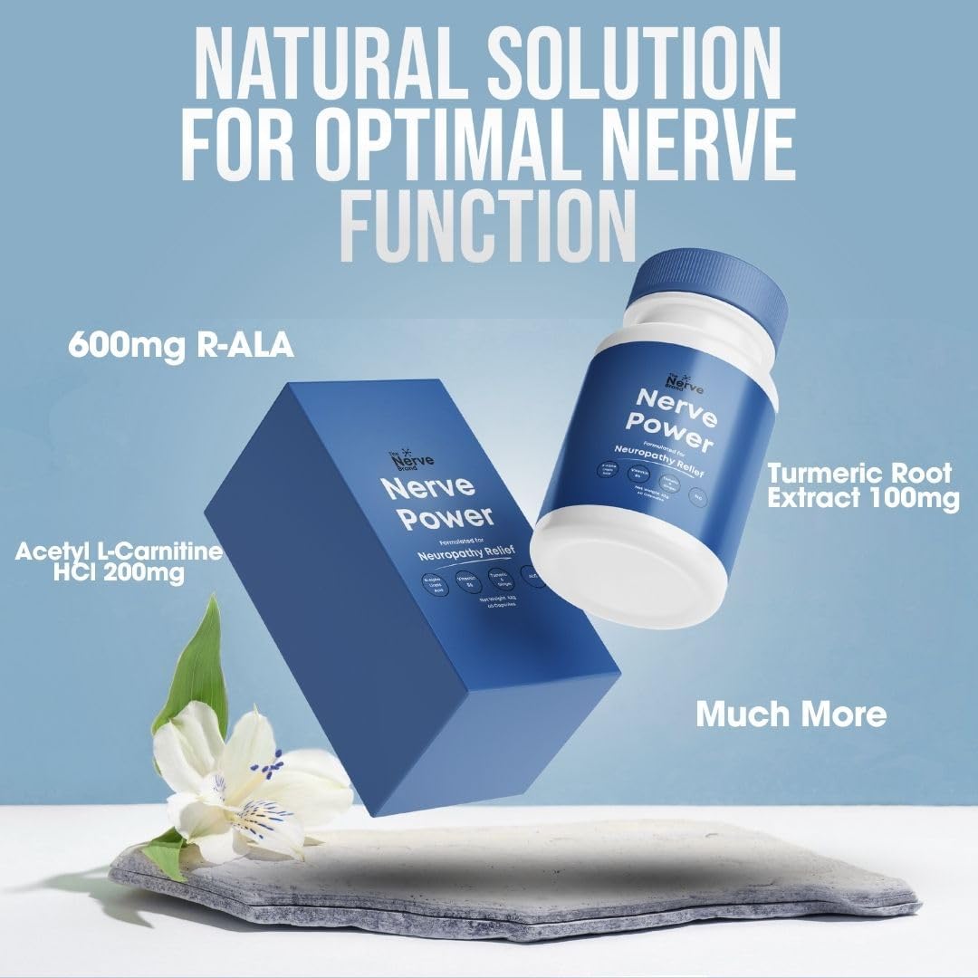 600mg R Alpha Lipoic Acid Nerve Supplement for Neuropathy Relief - Nerve Power for Sciatic, Feet, and Hand Discomfort by The Nerve Brand