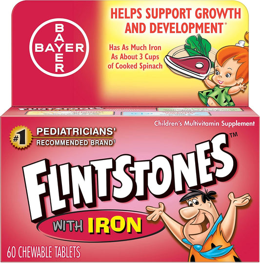 60ct Flintstones Plus Iron Chewable Vitamins - Kids Multivitamin Supplement