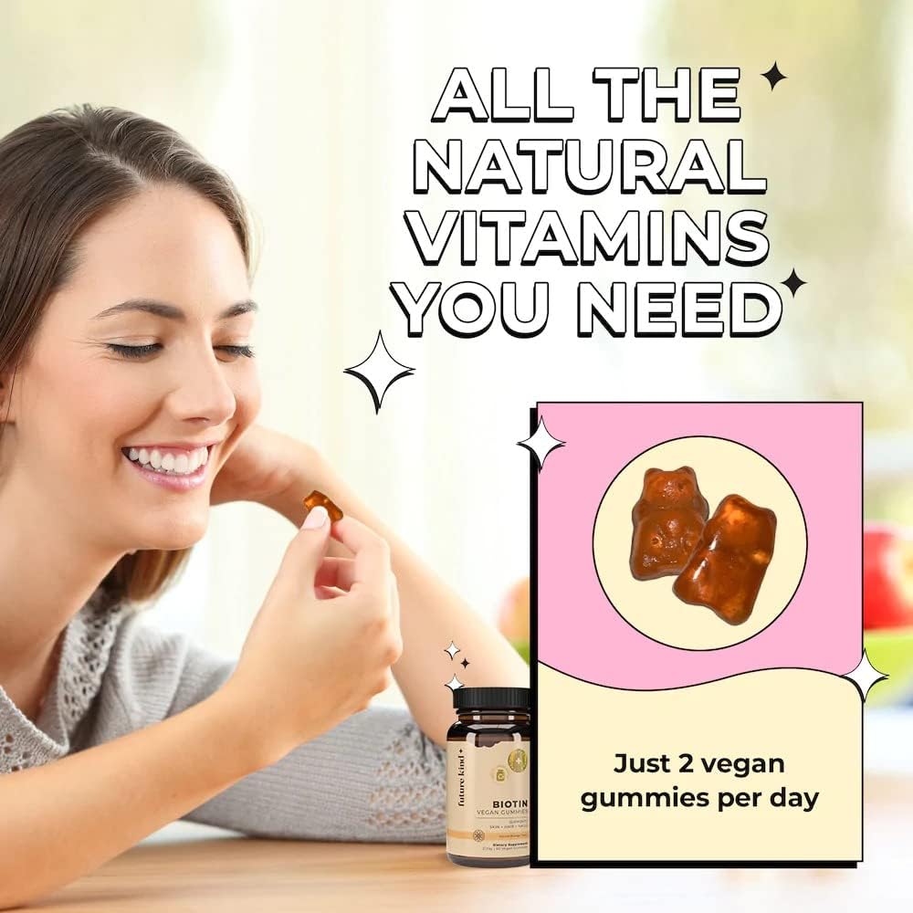 60ct Future Kind Vegan Biotin Gummies for Hair, Skin, & Nails - With VIT A, C, & E - Orange Flavored Hair Growth Vitamins for Women & Men
