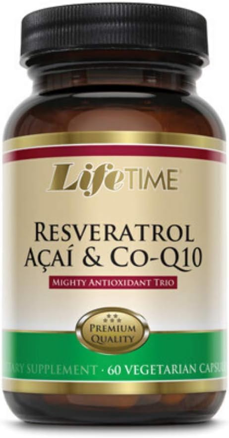 60ct LIFETIME Resveratrol, Acai, and CoQ10 Veg Capsules in Glass Bottle