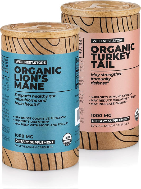 60ct Lion’s Mane and Turkey Tail Capsules Bundle from Wellnest Store