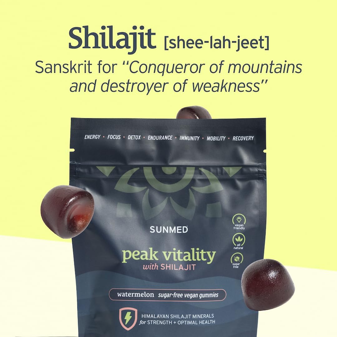 60ct Sugar-Free Vegan Gummies with Himalayan Shilajit for Strength and Optimal Health - Watermelon Flavor by SUNMED