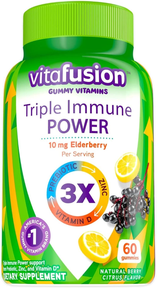 60ct Vitafusion Triple Immune Power Gummy Vitamins for Boosting Immune Health