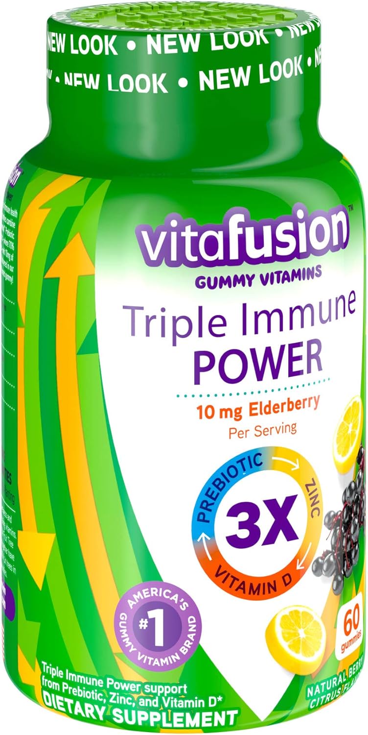 60ct Vitafusion Triple Immune Power Gummy Vitamins for Boosting Immune Health