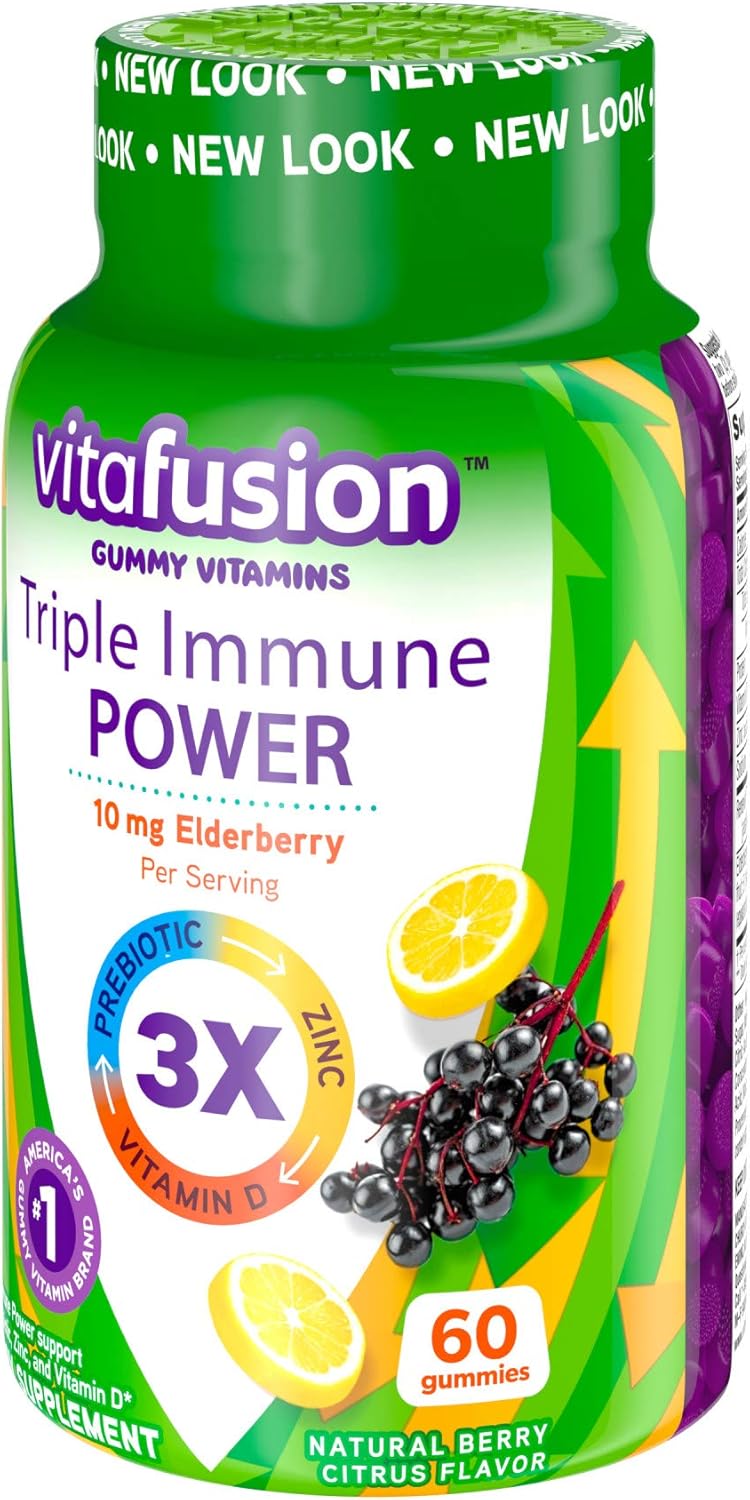 60ct Vitafusion Triple Immune Power Gummy Vitamins for Boosting Immune Health