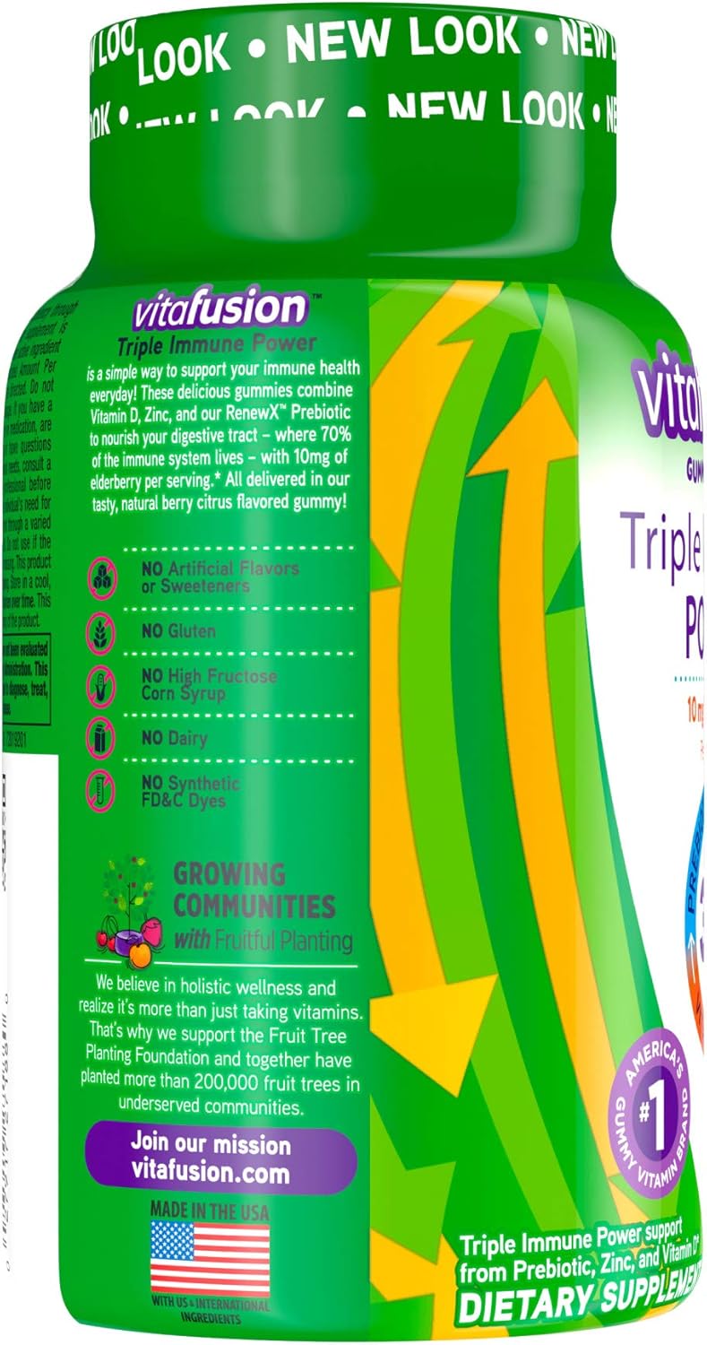 60ct Vitafusion Triple Immune Power Gummy Vitamins for Boosting Immune Health