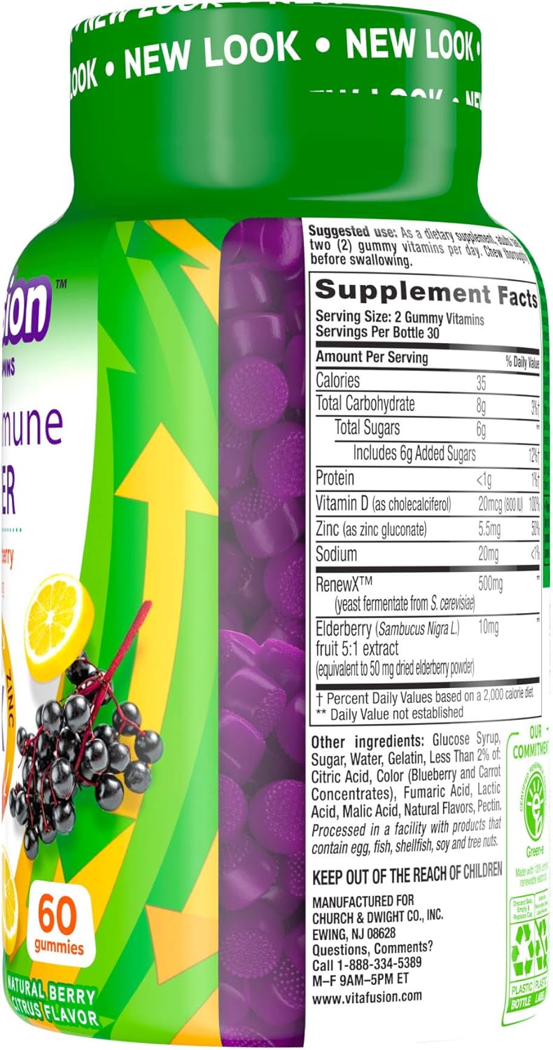 60ct Vitafusion Triple Immune Power Gummy Vitamins for Boosting Immune Health