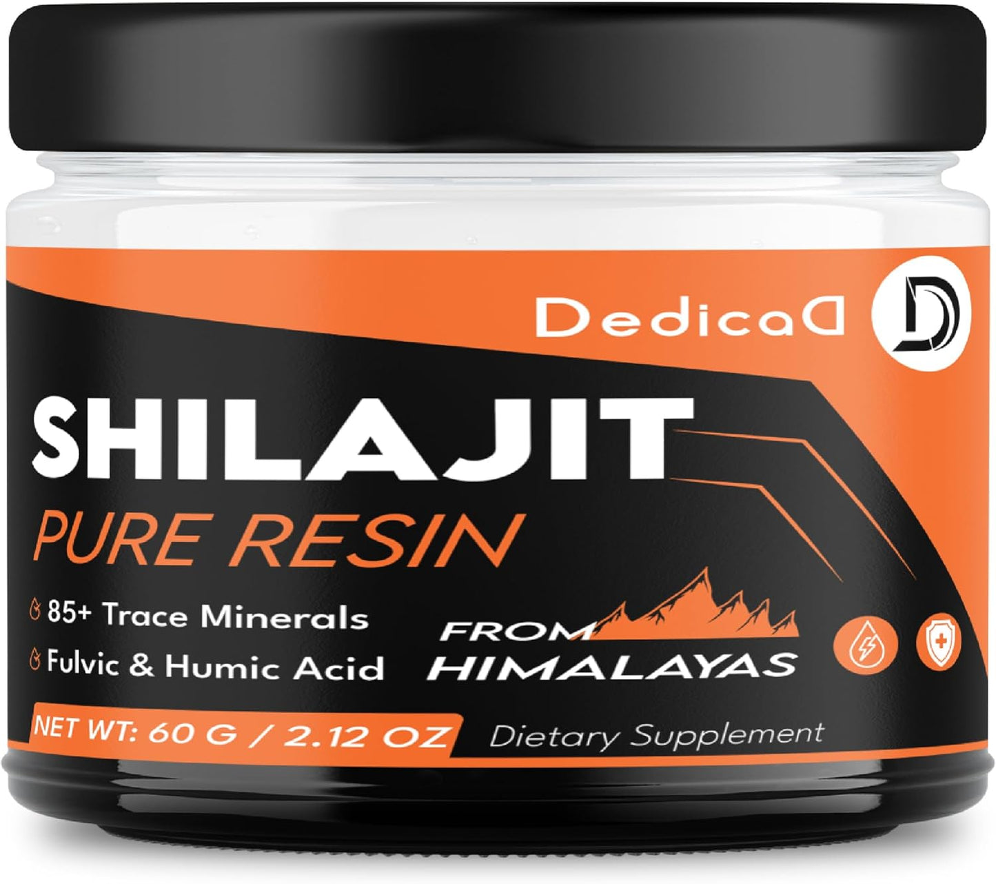 60g DEDICAD Shilajit Organic Resin with Fulvic Acid - 100 Servings of Himalayan Supplement for Body, Heart, Brain, & Immune Support