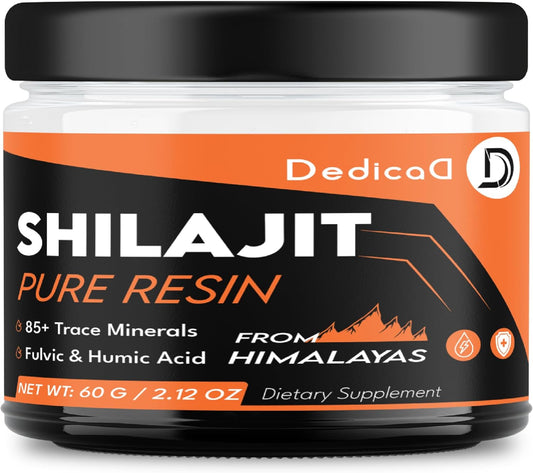 60g DEDICAD Shilajit Organic Resin with Fulvic Acid - 100 Servings of Himalayan Supplement for Body, Heart, Brain, & Immune Support