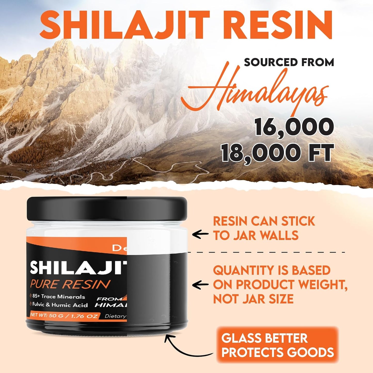 60g DEDICAD Shilajit Organic Resin with Fulvic Acid - 100 Servings of Himalayan Supplement for Body, Heart, Brain, & Immune Support