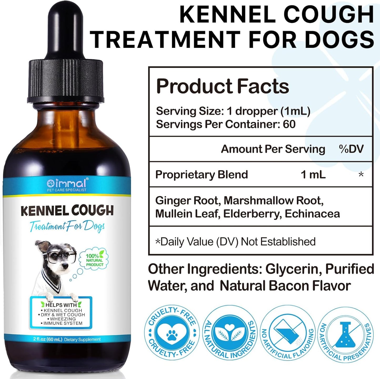 60ml Kennel Cough Drops for Dogs - Herbal Supplement for Dog Cough Relief, Itch & Allergy Relief