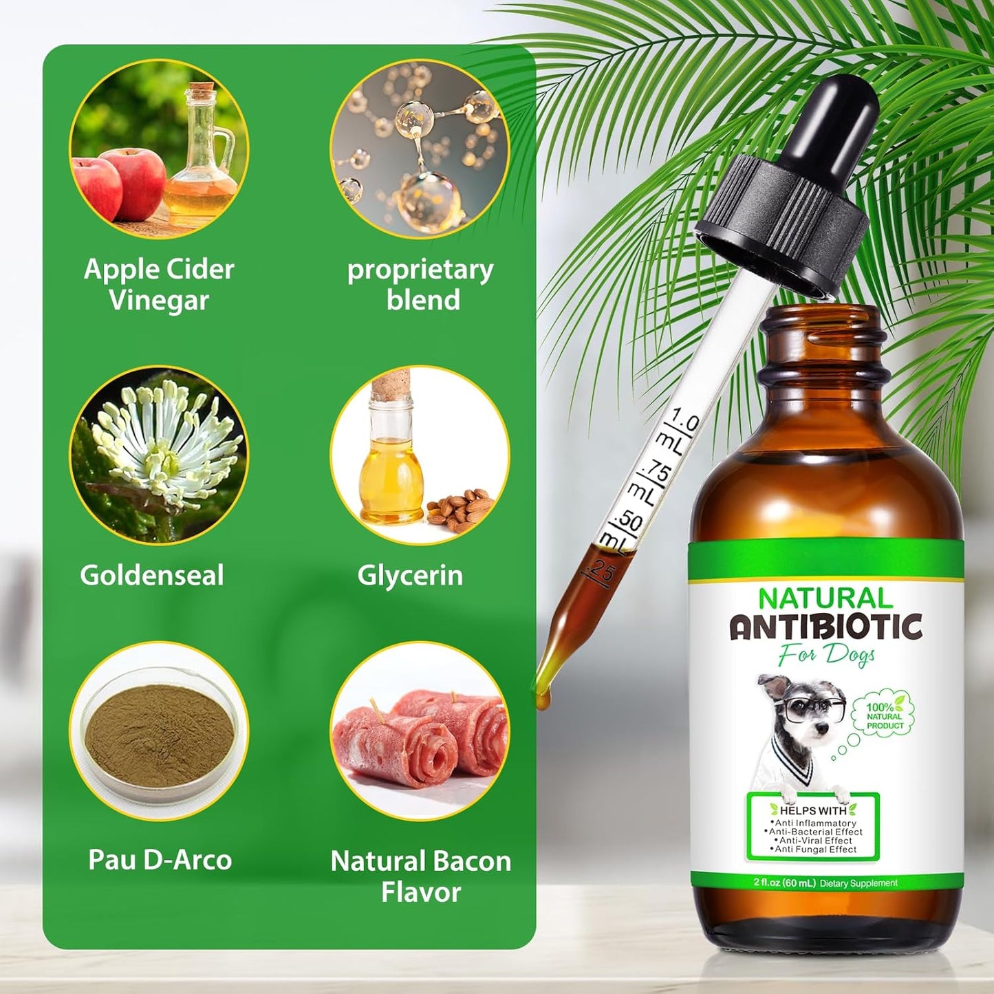 60ml Natural Dog Antibiotics Multivitamin and Supplements - Pack of 2