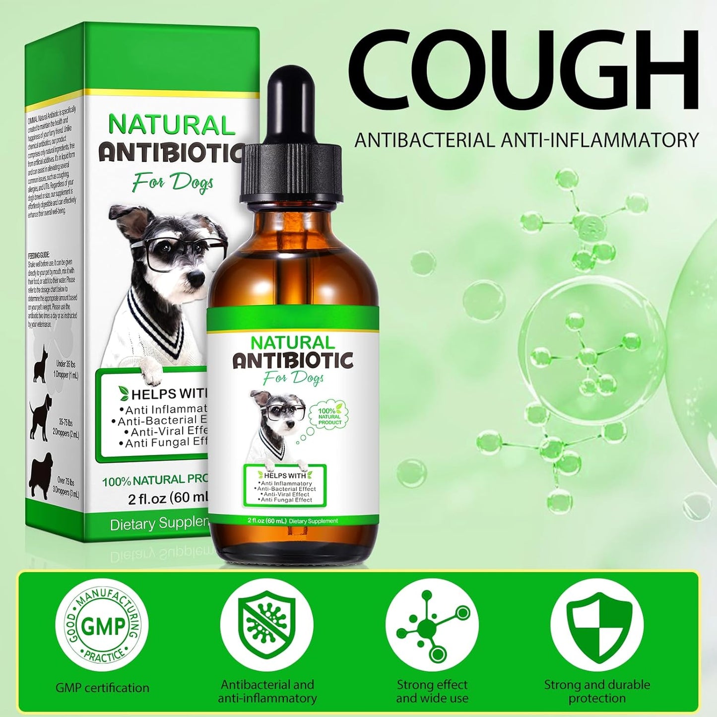 60ml Natural Dog Antibiotics Multivitamin and Supplements - Pack of 2