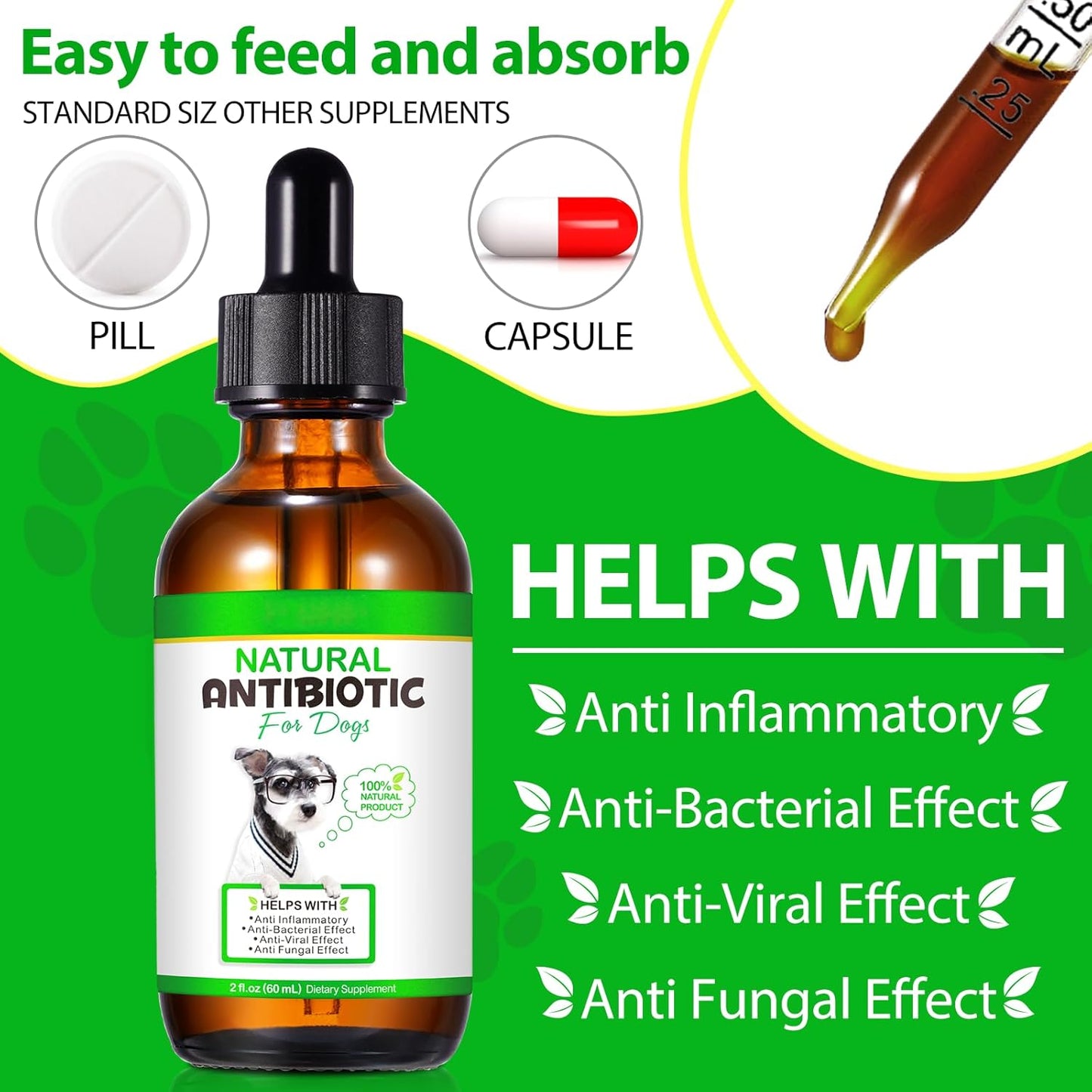 60ml Natural Dog Antibiotics Multivitamin and Supplements - Pack of 2
