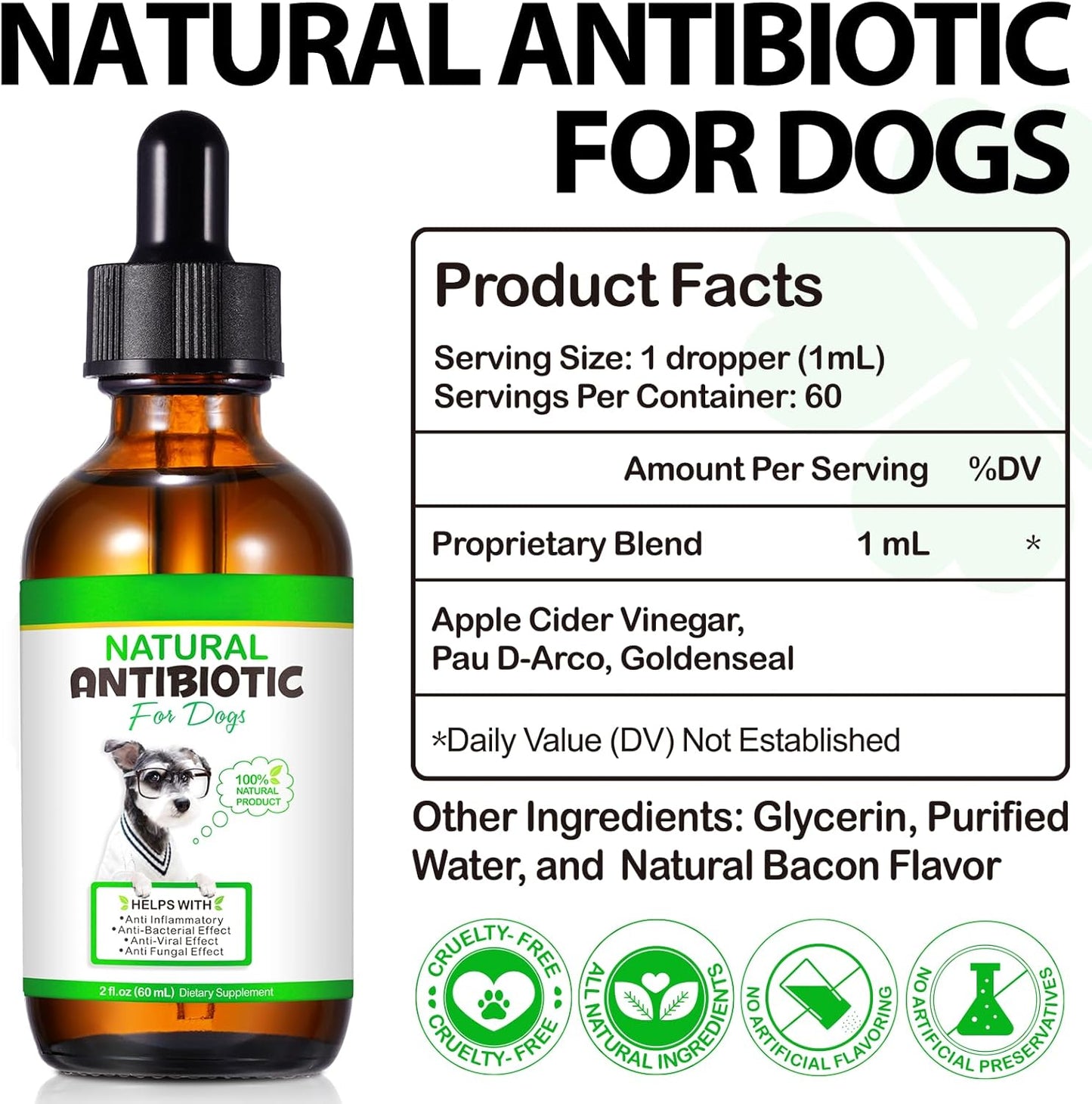 60ml Natural Dog Antibiotics Multivitamin and Supplements - Pack of 2