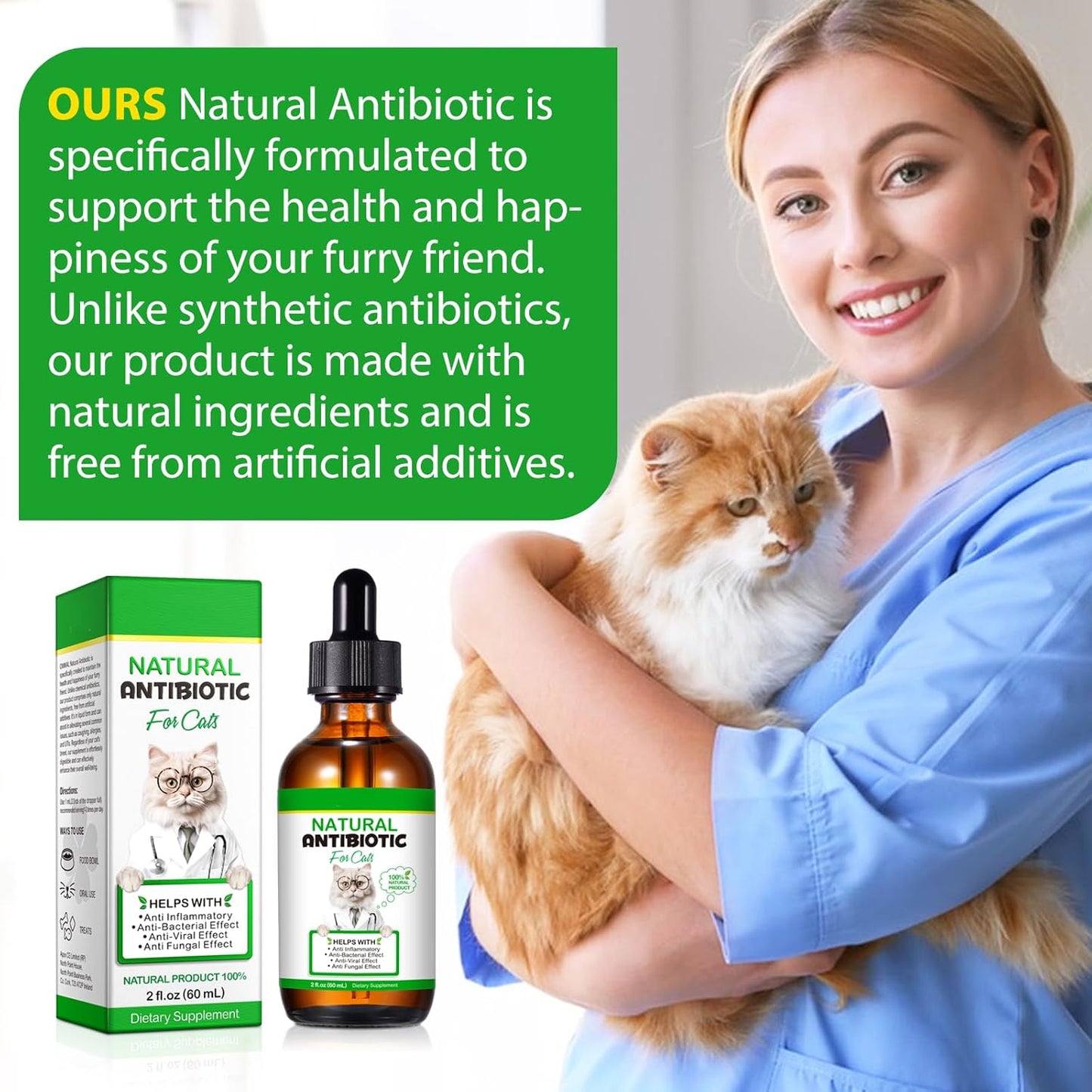 60ml VOSIFSDIY Natural Cat Antibiotics Multivitamin and Herbal Supplements