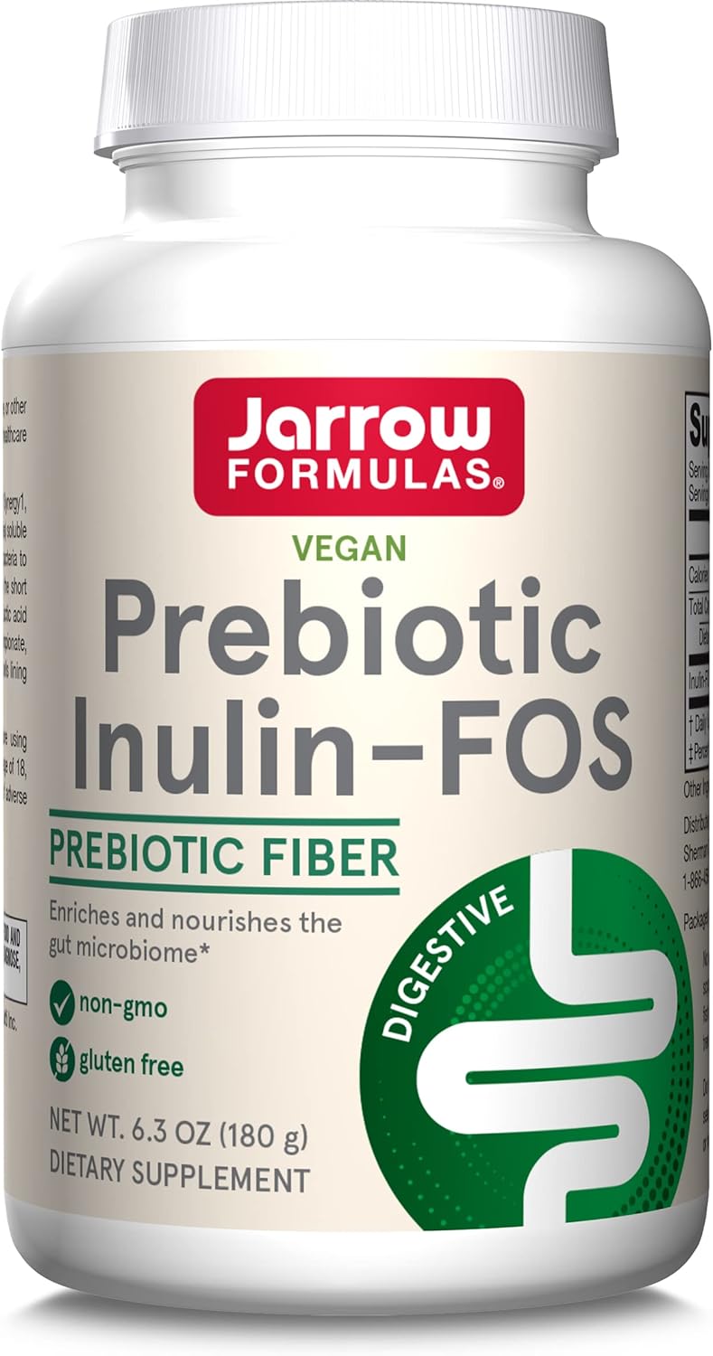 6.3 oz Jarrow Formulas Prebiotic Inulin FOS Fiber Supplement - Gut Health & Digestive Support - 47 Servings