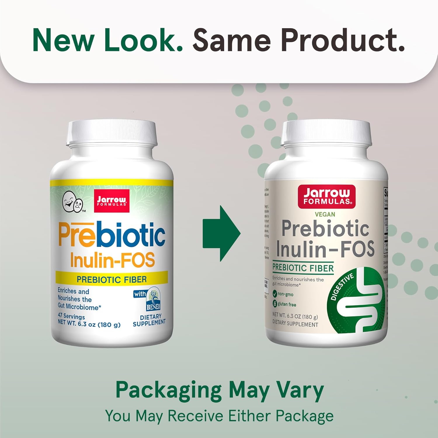 6.3 oz Jarrow Formulas Prebiotic Inulin FOS Fiber Supplement - Gut Health & Digestive Support - 47 Servings