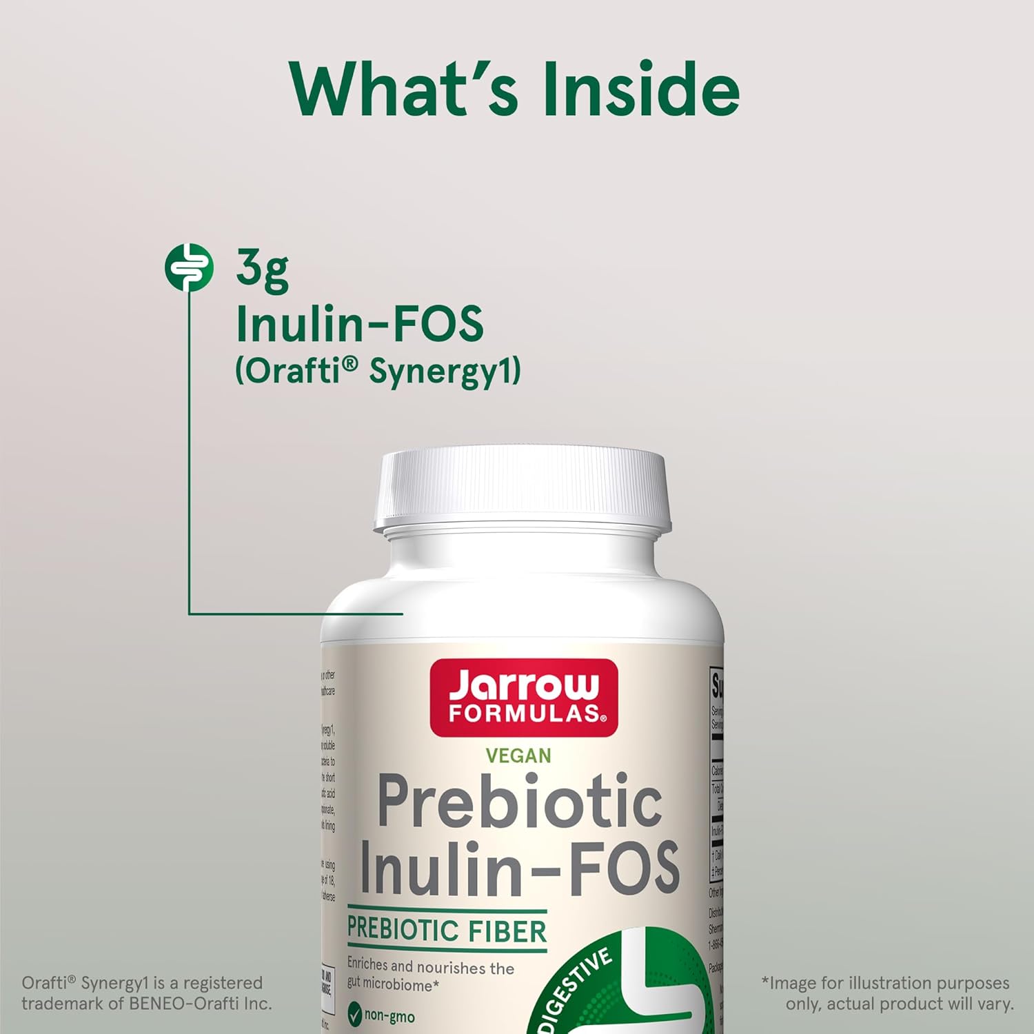 6.3 oz Jarrow Formulas Prebiotic Inulin FOS Fiber Supplement - Gut Health & Digestive Support - 47 Servings