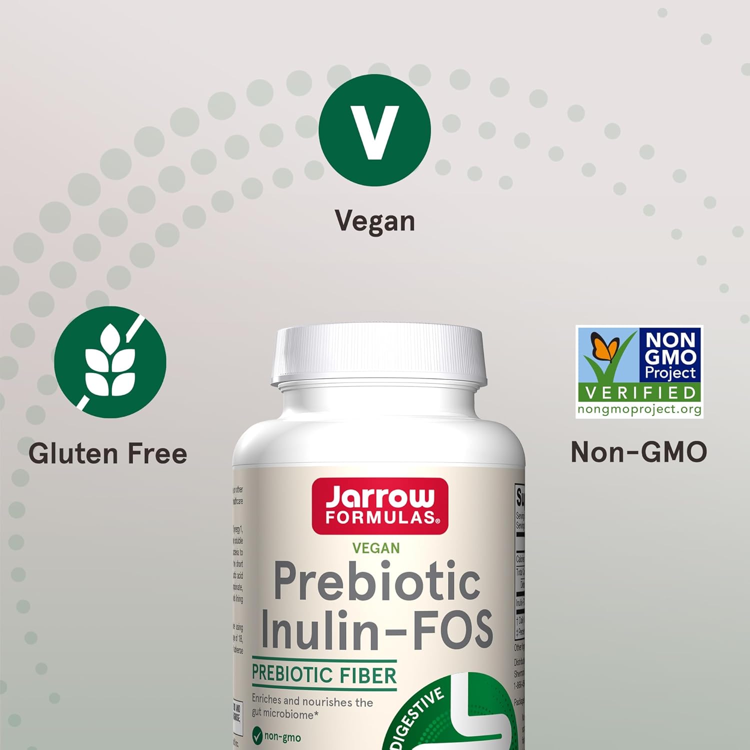 6.3 oz Jarrow Formulas Prebiotic Inulin FOS Fiber Supplement - Gut Health & Digestive Support - 47 Servings