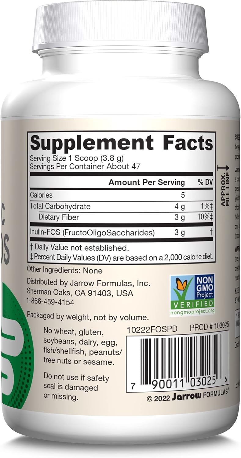 6.3 oz Jarrow Formulas Prebiotic Inulin FOS Fiber Supplement - Gut Health & Digestive Support - 47 Servings