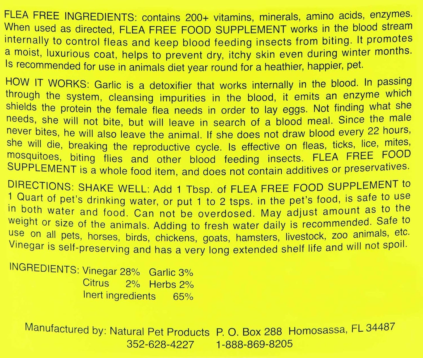 64 Ounce Organic Flea-Free Food Supplement and Natural Pet Products