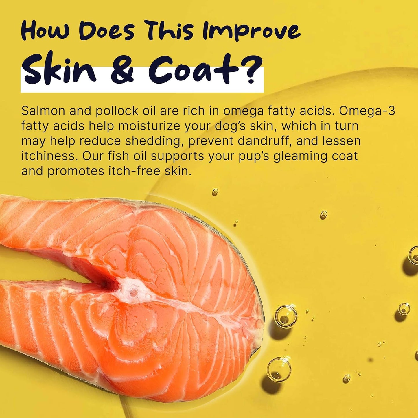64 oz Healthy Pup Wild Alaskan Salmon and Pollock Oil for Dogs - Omega 3, EPA, DHA - Skin and Coat Supplement - USA Made