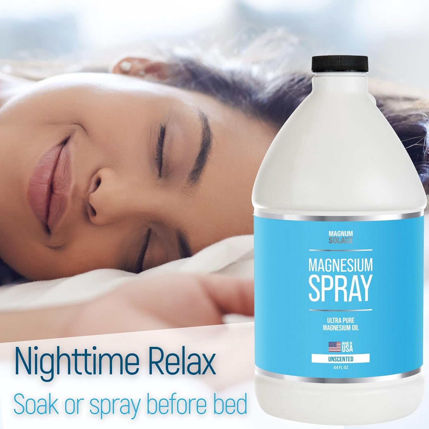 64 oz Magnum Solace Pure Magnesium Oil Spray - USP Grade, Made in USA