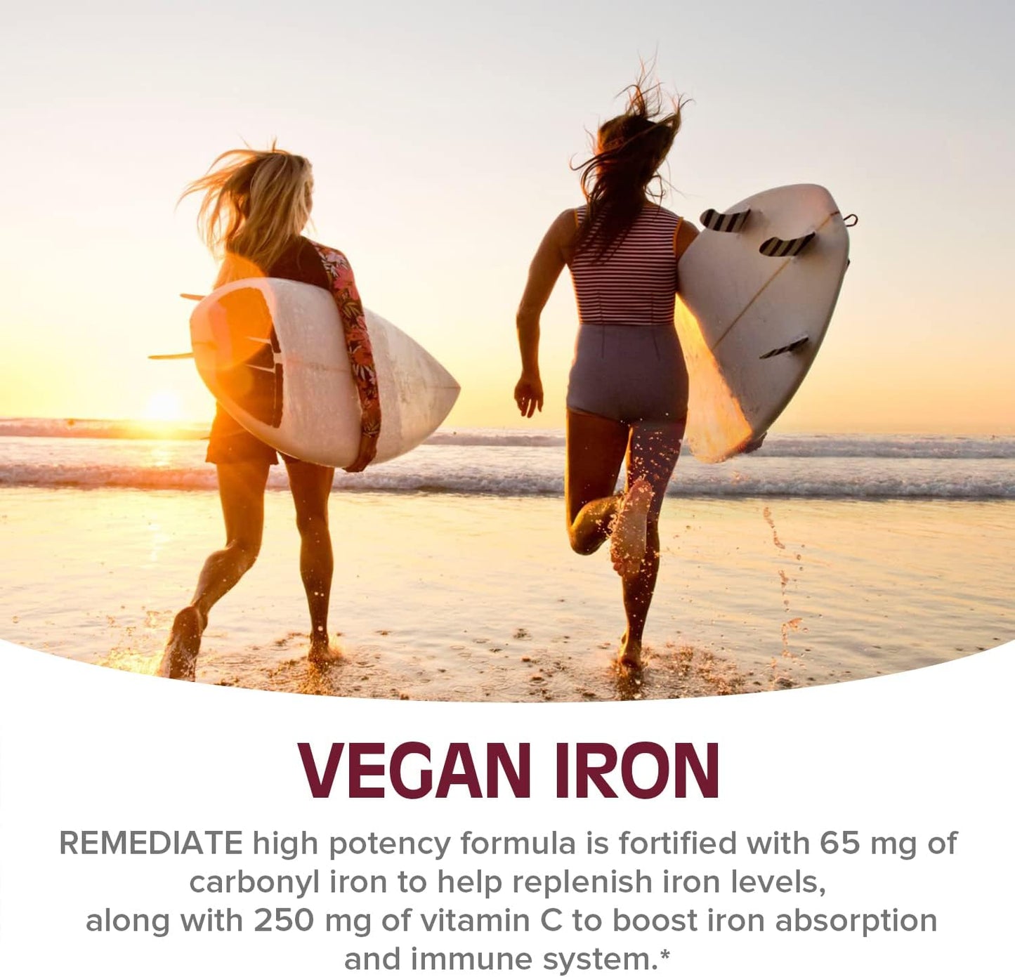 65mg Carbonyl Iron with Vitamin C for Energy Support & Red Blood Cell Formation - Vegan, Non-GMO Gentle Iron Supplement, 60 Tabs