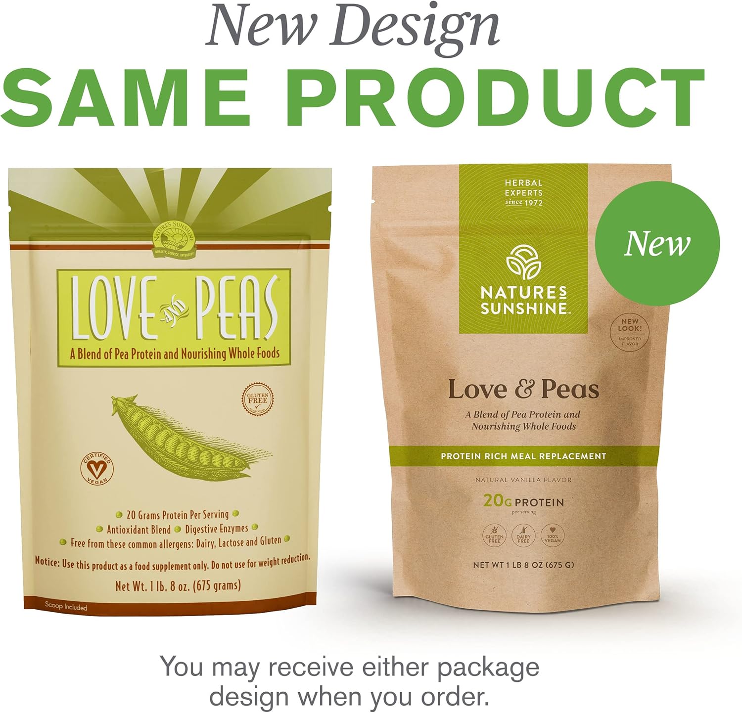 675g Bag of Nature's Sunshine Love and Peas - Plant-Based Protein Powder