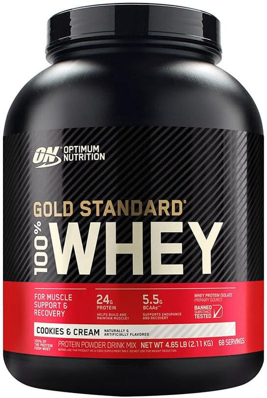 68 Servings Optimum Nutrition Gold Standard 100% Whey Protein in Cookies and Cream Flavor