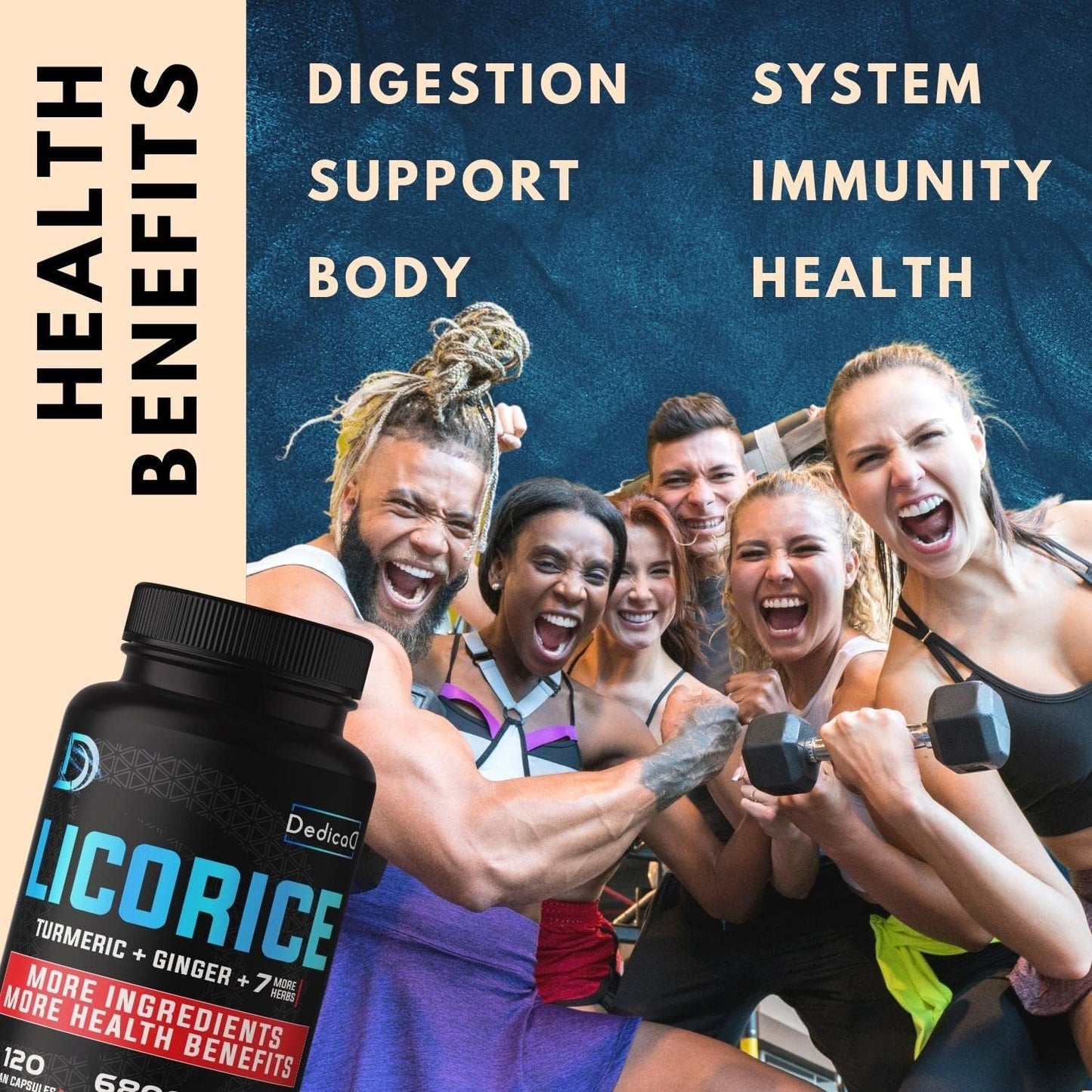 6800mg Licorice Root Capsules - 4 Month Supply for Skin, Digestion & Immune Support - With Turmeric, Ginger, Peppermint - Non-GMO - 120 Vegan Capsules