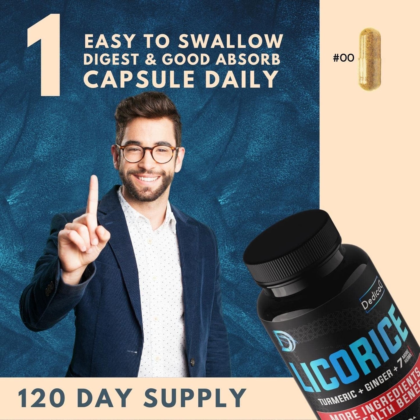 6800mg Licorice Root Capsules - 4 Month Supply for Skin, Digestion & Immune Support - With Turmeric, Ginger, Peppermint - Non-GMO - 120 Vegan Capsules