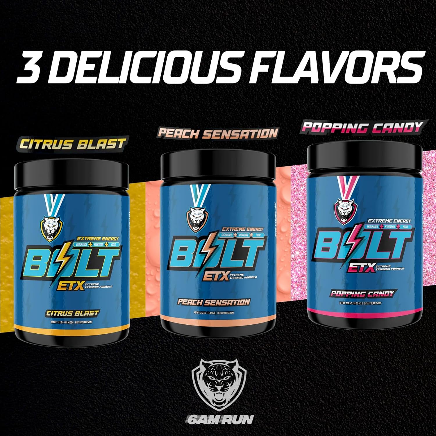 6AM Run Bolt Pre Workout Powder: Instant Energy Boost for Runners, Cardio & Focus Support, Natural Ingredients, Popping Candy Flavor