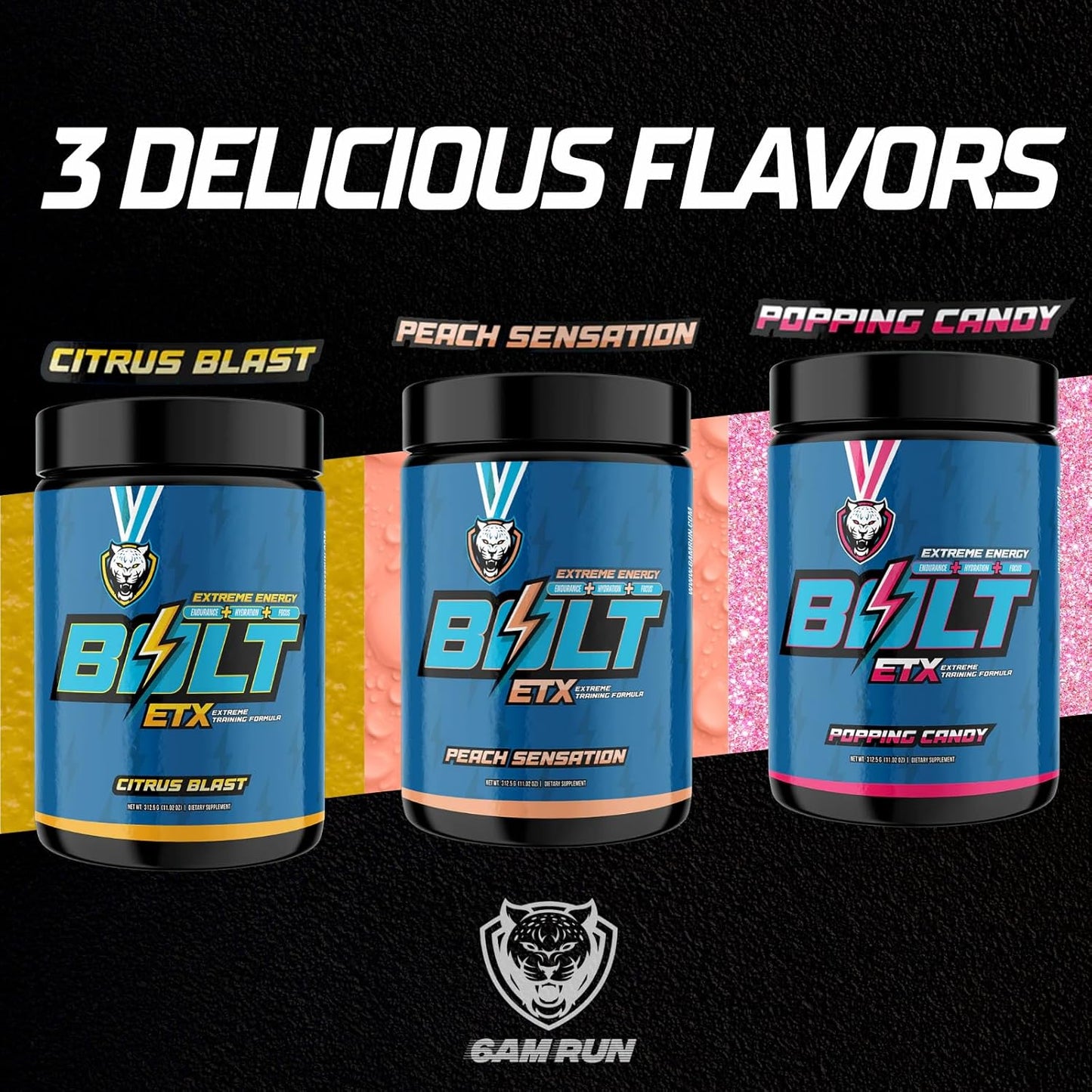 6AM Run Bolt Pre Workout Powder: Instant Energy Boost for Runners, Cardio & Focus Support, Natural Ingredients, Popping Candy Flavor