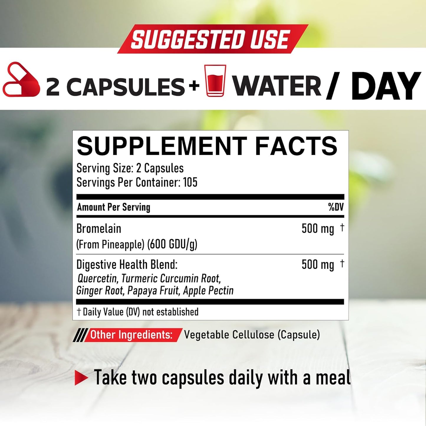 6in1 Bromelain 500mg Supplement - 1000mg per Serving - 210 Capsules with Digestive Health Blend - Quercetin, Ginger, Turmeric, Papaya - Supports Overall Health, Digestion, Immune System
