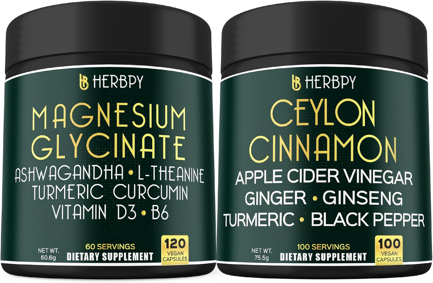 6in1 Magnesium Glycinate & Ceylon Cinnamon Bundle - Relaxation, Immune, Heart & Digestion Support