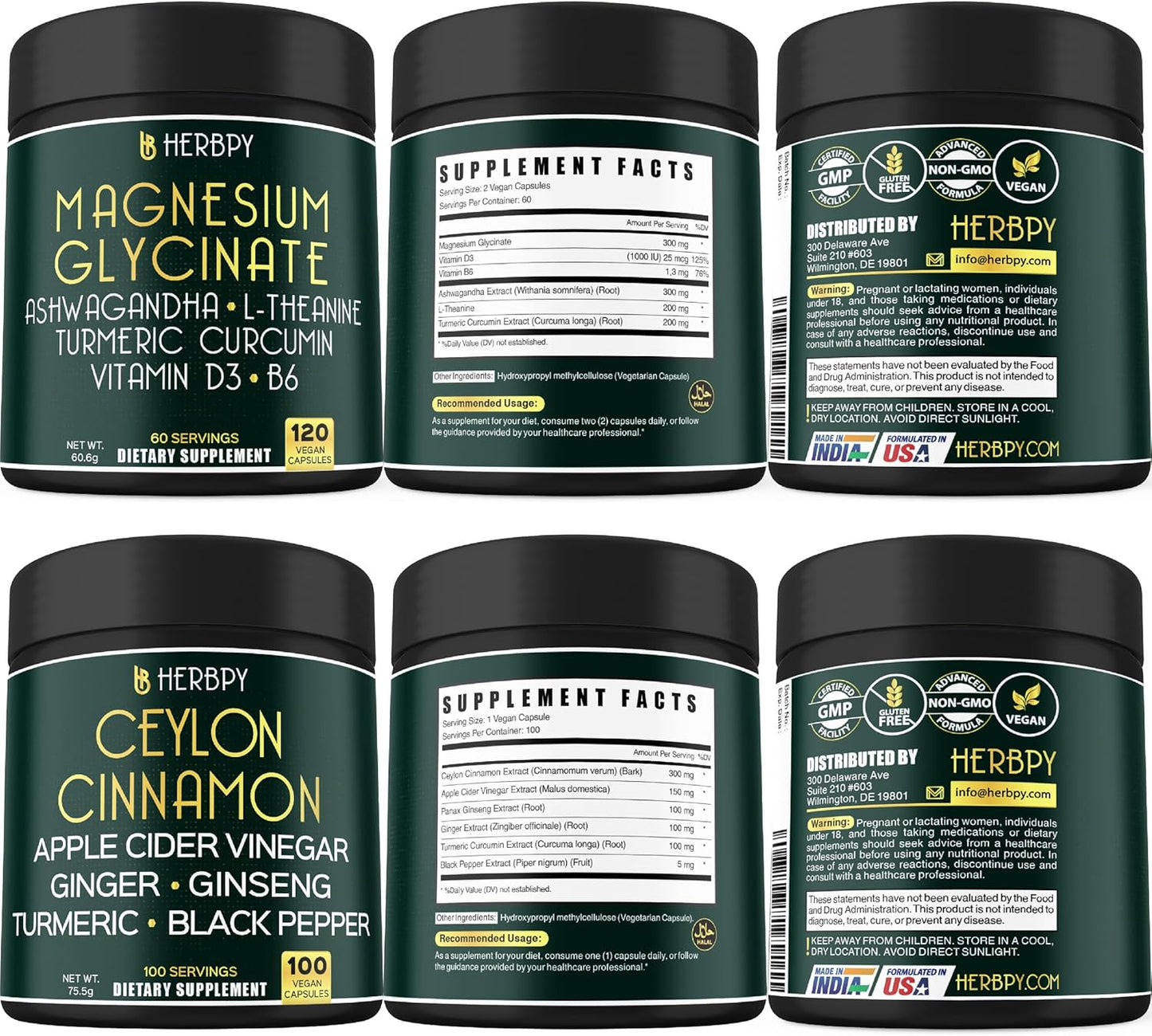 6in1 Magnesium Glycinate & Ceylon Cinnamon Bundle - Relaxation, Immune, Heart & Digestion Support