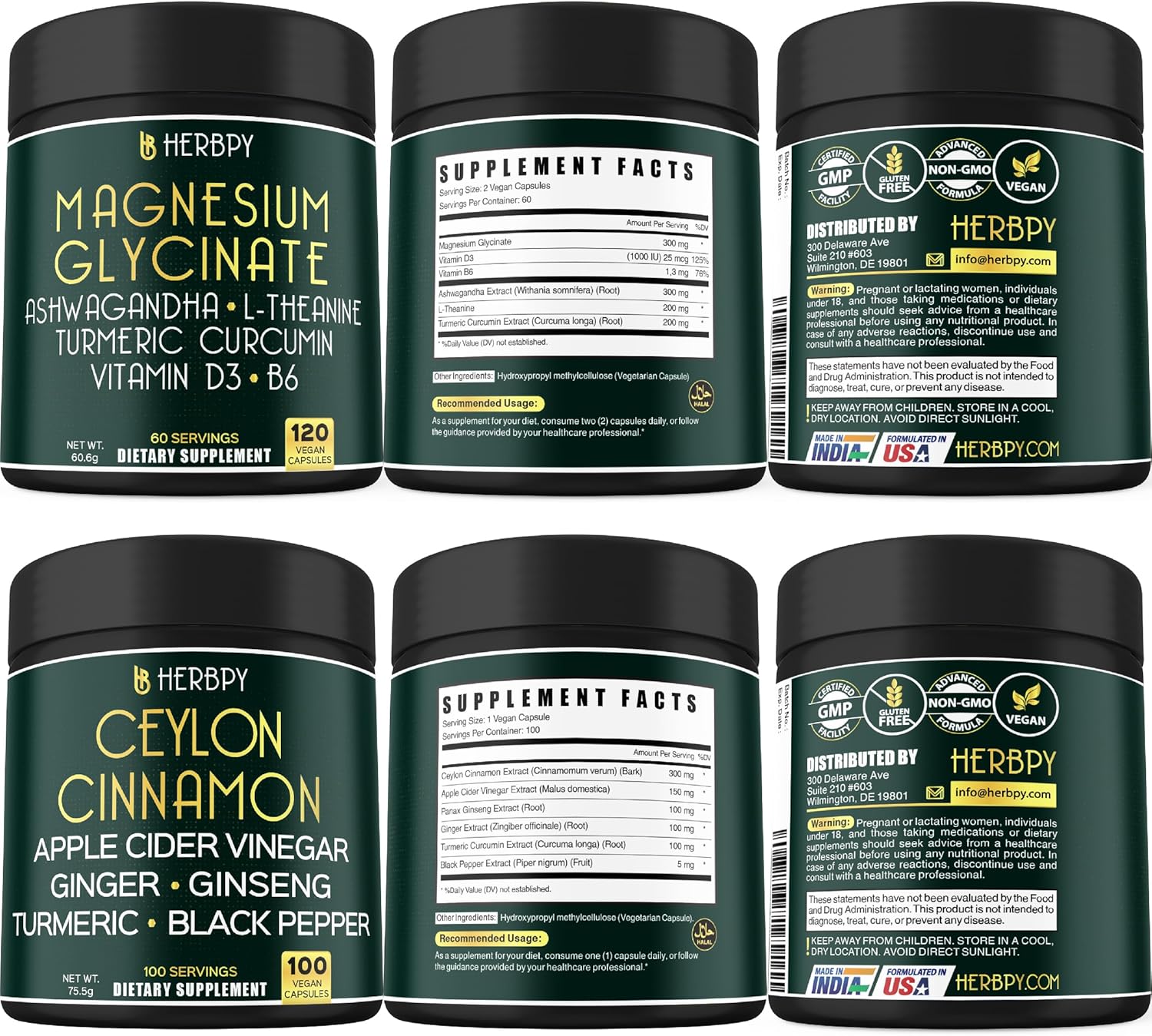 6in1 Magnesium Glycinate & Ceylon Cinnamon Bundle - Relaxation, Immune, Heart & Digestion Support