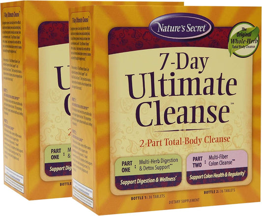 7 Day Ultimate Cleanse: Total Body Detox & Digestion Support - Multi-Herb Blend, Fiber Colon - Natural Rejuvenation - 72 Tablets (2-Pack)