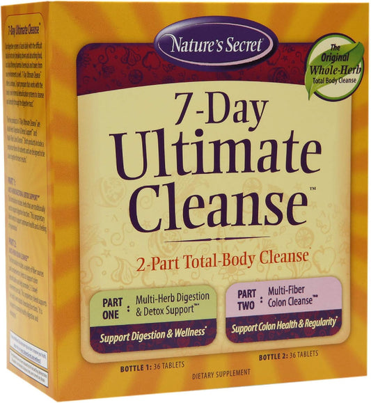 7 Day Ultimate Cleanse: Total Body Detox with Multi-Herb Blend & Colon Cleanse for Healthy Digestion & Rejuvenation - 72 Tablets