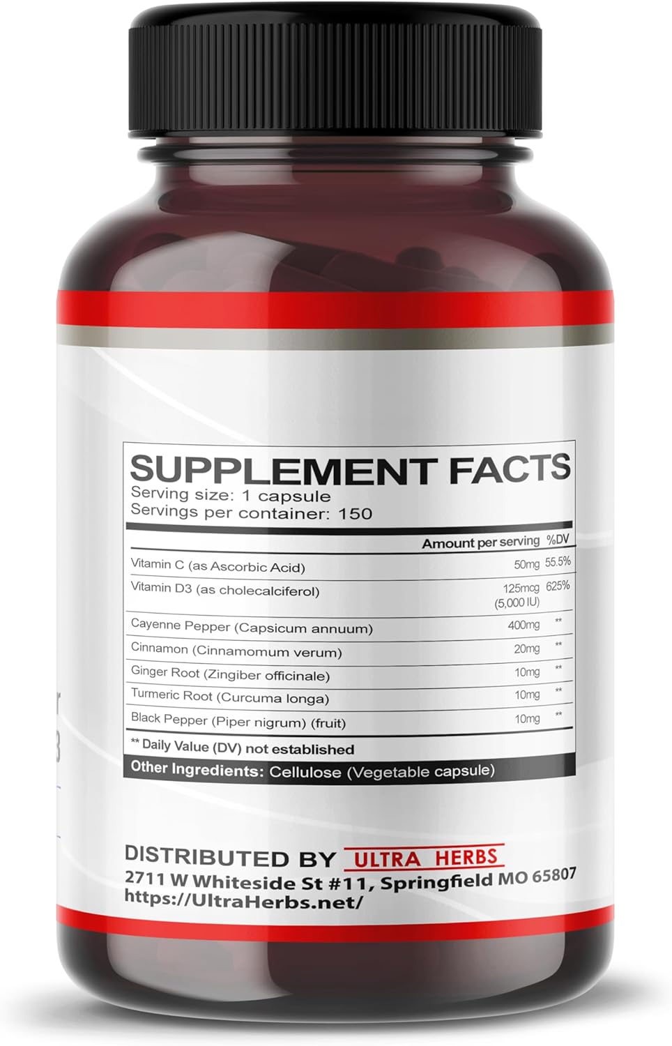 7-in-1 Cayenne Pepper Supplement with Ginger, Turmeric, Cinnamon, Black Pepper - Supports Digestive Health (150-Day Supply)