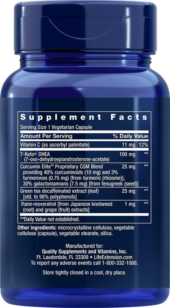 7-Keto DHEA 100 Mg Supplement for Longevity - 60 Vegetarian Capsules (2-Month Supply)