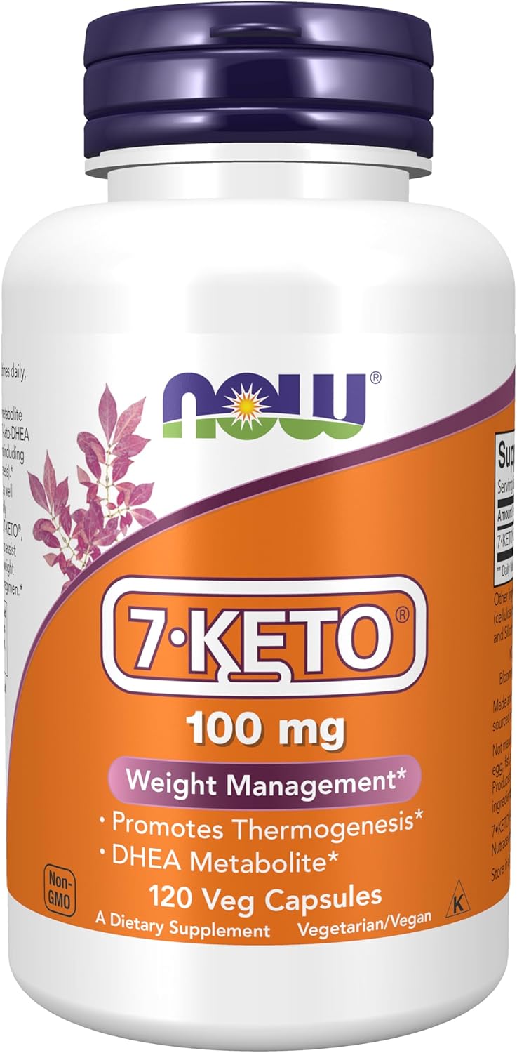 7-Keto (DHEA Acetate-7-one) 100 mg Weight Management Supplement - 120 Veg Capsules by NOW Foods