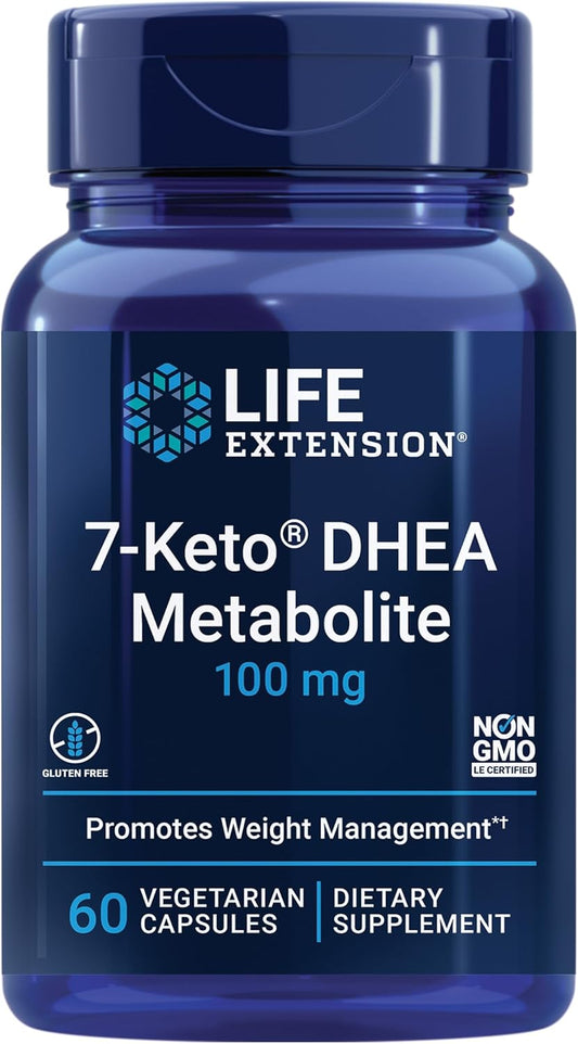 7-Keto DHEA Metabolite for Enhanced Fat Burning - Non-GMO, Gluten-Free - 100mg - 60 Vegan Capsules by Life Extension