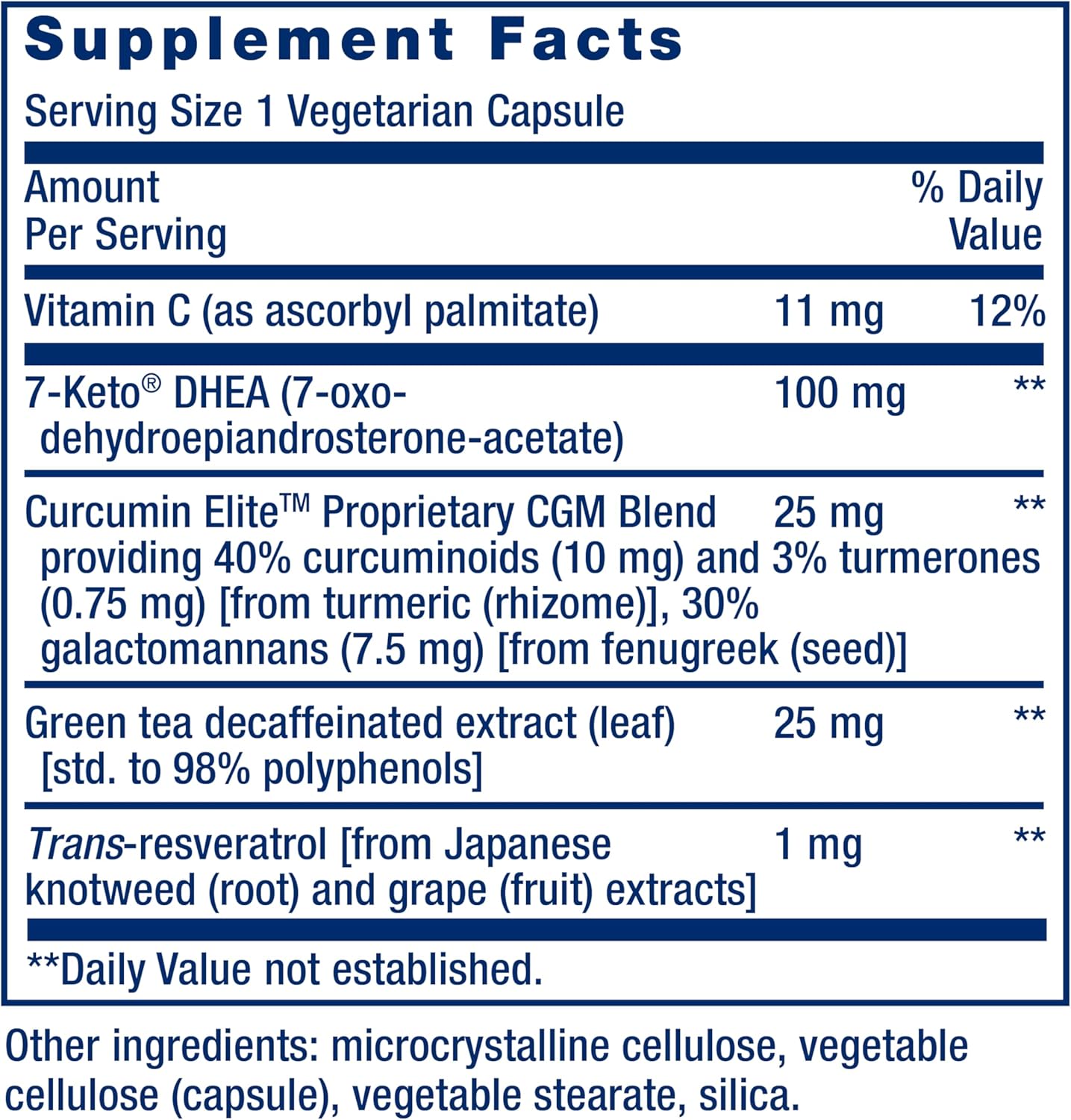 7-Keto DHEA Metabolite for Enhanced Fat Burning - Non-GMO, Gluten-Free - 100mg - 60 Vegan Capsules by Life Extension